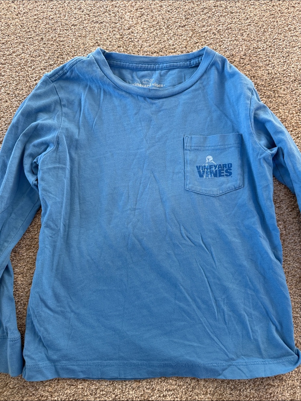 Vineyard Vines Kids Long Sleeve Pocket Tee - Blue basketball